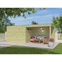 26 % Rabatt: Holz-Gartenhütte Modell QB-Line 6,30 m² + Anbau