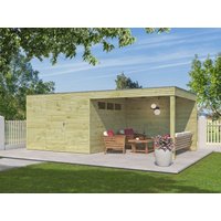 26 % Rabatt: Holz-Gartenhütte Modell QB-Line 9,00 m² + 300 cm Anbau