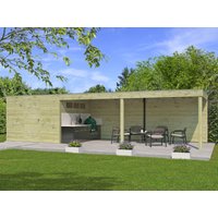 26 % Rabatt: Holz-Gartenhütte Modell QB-Line 9,00 m² + 600 cm Anbau