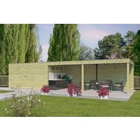 26 % Rabatt: Holz-Gartenhütte Modell QB-Line 12,60 m² + 600 cm Anbau