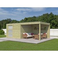 26 % Rabatt: Holz-Gartenhütte Modell QBS-Line 9,00 m² + 300 cm Anbau