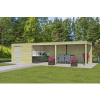26 % Rabatt: Holz-Gartenhütte Modell QBS-Line 9,00 m² + 600 cm Anbau