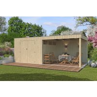 26 % Rabatt: Holz-Gartenhütte Modell QBV-Line 8,88 m² + 300 cm Anbau
