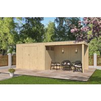 26 % Rabatt: Holz-Gartenhütte Modell QBV3-Line 5,90 m² + 300 cm Anbau