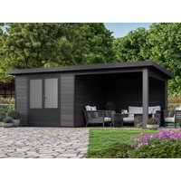 26 % Rabatt: WPC Holz-Gartenhütte mit Terrasse Modell Style DeLuxe