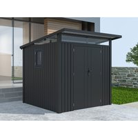 34 % Rabatt: Metall Gerätehaus Modell Skylight 4,45 m² Anthrazi 4m²