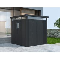 38 % Rabatt: Metall Gerätehaus Modell Style 4,45 m² Anthrazit 4m²