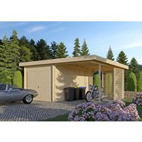 26 % Rabatt: Fjordholz Holzgarage mit Carport Modell Gettorf 44 30m²
