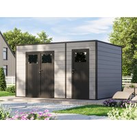 26 % Rabatt: WPC Holz-Gartenhütte Modell Cubus 2-Raum 10,98 m² 12m²