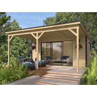 26 % Rabatt: Fjordholz Holz-Gartenhütte Modell Poel-4 mit Vordach