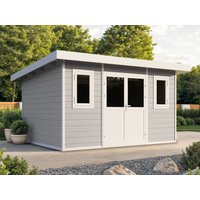 30 % Rabatt: WPC Holz-Gartenhütte Modell Nexo White 11,28 m² 12m²