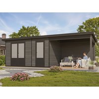 26 % Rabatt: WPC Holz-Gartenhütte Modell Style DeLuxe 2-Raum mit Loun 18m²
