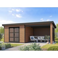 26 % Rabatt: WPC Holz-Gartenhütte mit Lounge Modell FineLine 16,90 m² 15m²