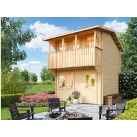 26 % Rabatt: 2-stöckiges Fjordholz Satteldach Holz-Gartenhütte Modell 12m²
