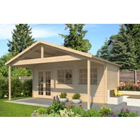 26 % Rabatt: Fjordholz Holz-Gartenhütte Modell Rolf 44 A mit Vordach 18m²