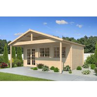 26 % Rabatt: Fjordholz Holz-Gartenhütte Modell Rolf 44 B mit Vordach 24m²