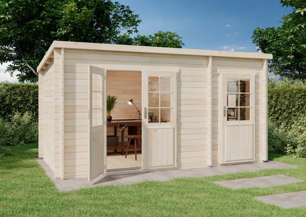 21 % Rabatt: Pultdach Gartenhaus Maria mit Anbau 15m²