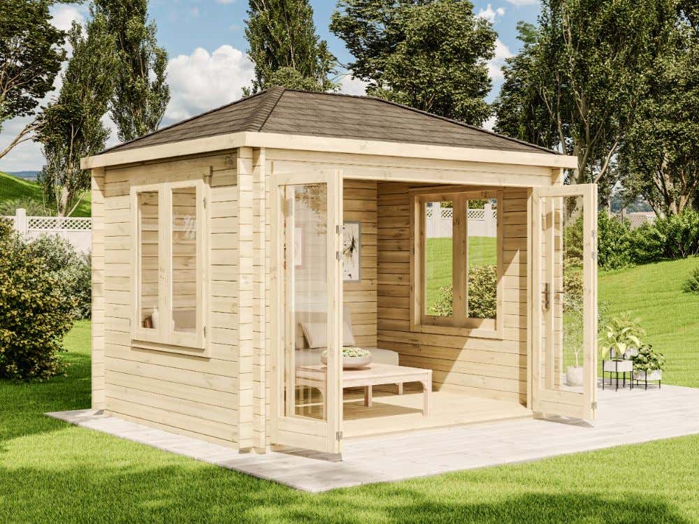 22 % Rabatt: Gartenhaus Summertime 40 mit großer Falttür 9m²