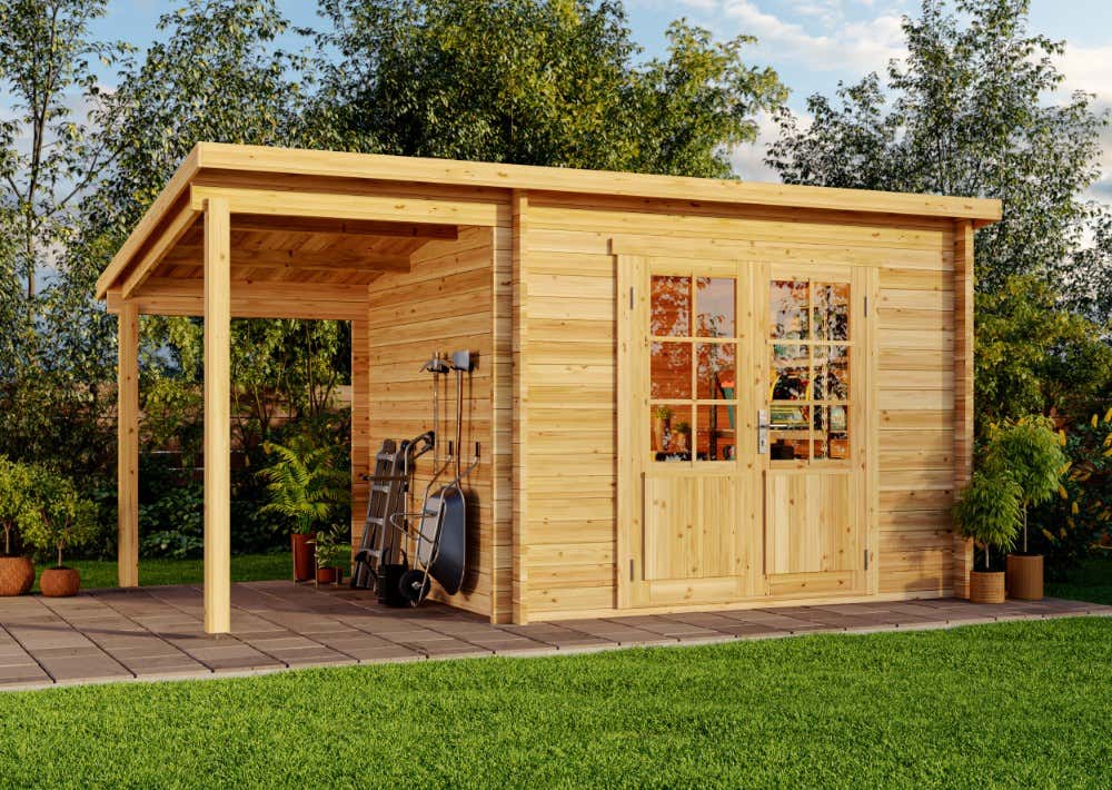 22 % Rabatt: Pultdach Gartenhaus Maria mit Schleppdach 15m²