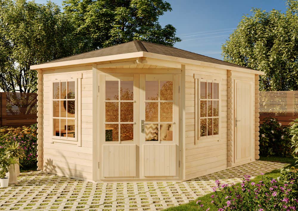 36 % Rabatt: 5-Eck Gartenhaus Modell Rhein ISO 12m²