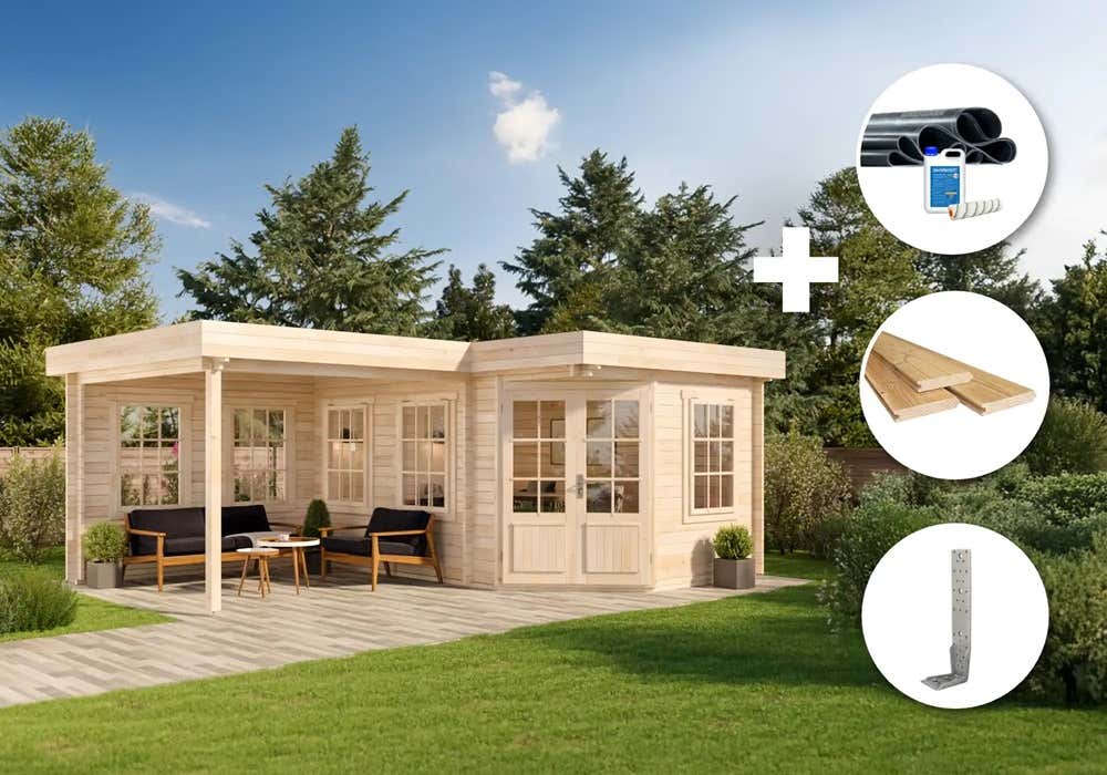 ECO Set - Gartenhaus 5-Eck Pepe 30m²
