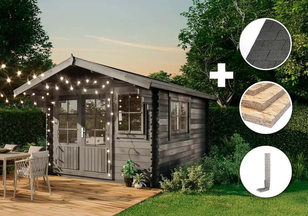 ECO Set - Gartenhaus Gabriel - 34 300 x 400 cm - grau 12m²