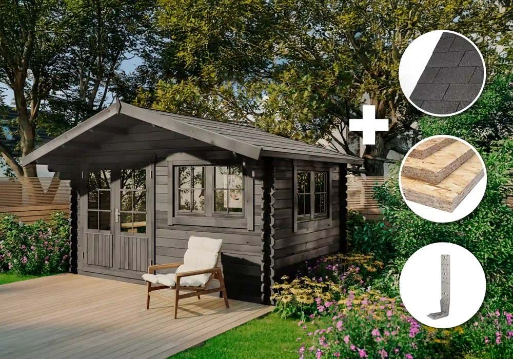 ECO Set - Gartenhaus Gabriel - 34 400 x 300 cm - grau 12m²