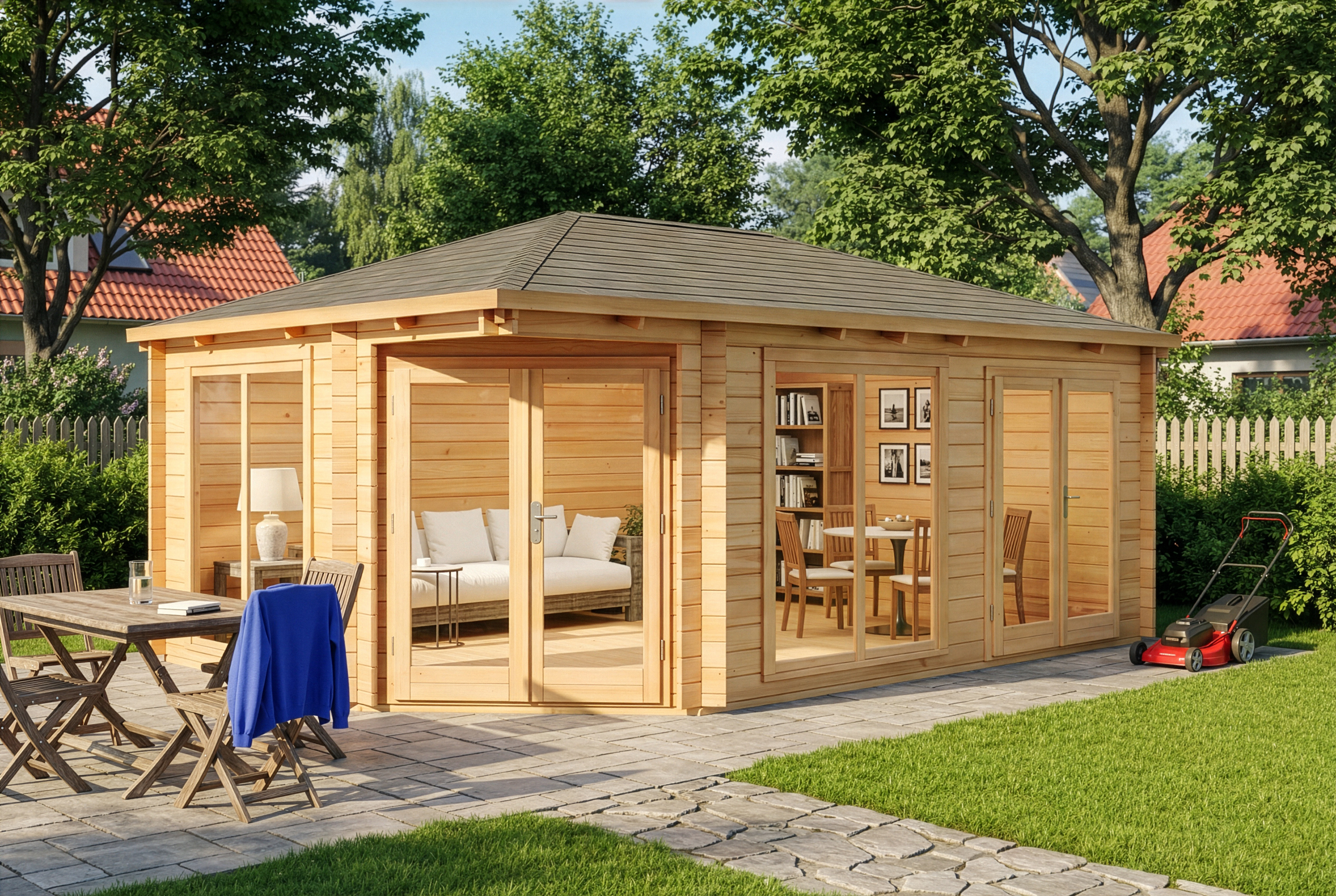 13 % Rabatt: 5-Eck Gartenhaus Julia 24m²